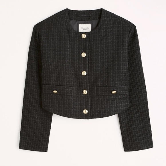 Abercrombie & Fitch Collarless Tweed Jacket - Picture 2 of 8